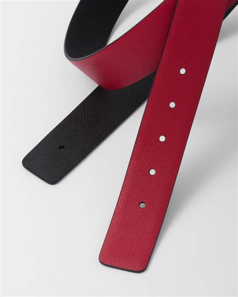 Black Reversible Saffiano Leather Belt Strap 